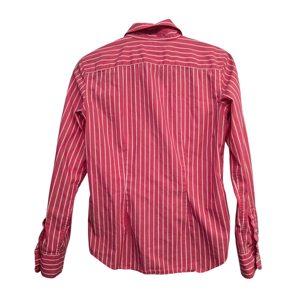 Chaps Pink White Stripe Button Up Shirt Women's S Cotton Preppy Coastal Classic - Picture 5 of 7